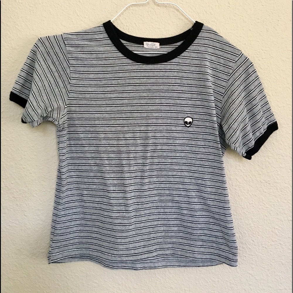 Brandy Melville striped alien tee